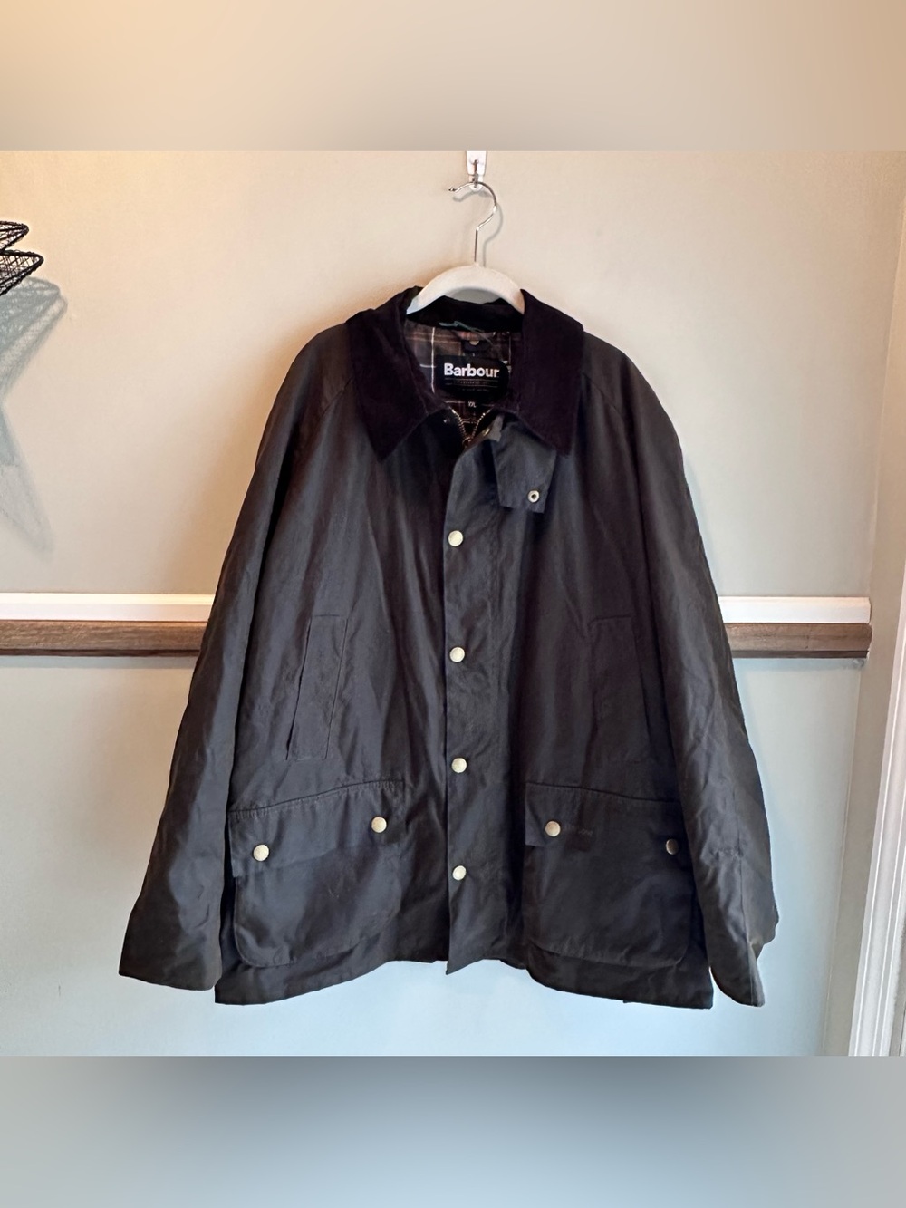 Barbour Ashby Olive Tartan Lined Waxed Jacket